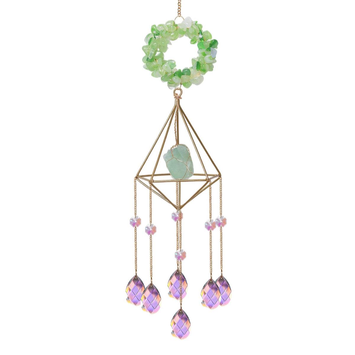 Maxbell Maxbell Geometric Crystal Rainbow Garden Home Window Pendant Decor 48cm Green