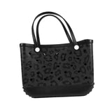 Maxbell Washable Tote Bag Fashion with Hole Waterproof Travel Bag Summer Beach Pouch Black