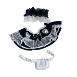 Maxbell Plush Doll Maid Outfit Clothing Fashion with Apron and Bow for 5.91'' Doll black