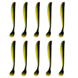 Maxbell 10 Pieces Soft Fishing Bait T Tail Fishing Lure Plastic Worm Swimbait Green