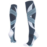 Maxbell 1 Pair Knee High Compression Socks Running Sport Stcok Ankle Gray Blue S-M - Aladdin Shoppers
