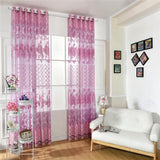 Maxbell Maxbell 100*250cm Flower Window Curtain Sheer Valance Voile Light Purple with Beads