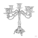 Maxbell 2xVintage Candle Holder Candlestick CandelabraTop Stand Silver - 5 Head