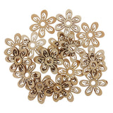 Maxbell 40 Pieces Unfinished Hollow Flower Shape Wooden Pieces Embellishments 35mm