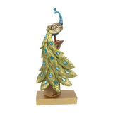 Maxbell Resin Figurine Decoration Crafts Peacock Statue for Indoor Hallway Bookshelf Height 34.5 cm