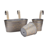 Maxbell 3 Pieces Hanging Flowerpots Rail Planters for Farmhouse Patio Indoor Outdoor Brown