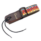 Maxbell Vintage Stripy Design Leather Ends Guitar/Bass Strap for Ukulele Banjo Parts - Aladdin Shoppers