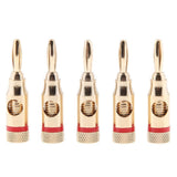Maxbell 5Pcs/Pack 4mm Gold Plated Stereo Speaker Cable Banana Plug Connectors, (Open Screw Type), Red - Aladdin Shoppers