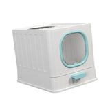 High Capacity Cat Litter Box Toilet Washroom Full Closed with Shovel Large Blue - Aladdin Shoppers