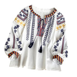 Maxbell Embroidery Blouse for Women Lady Mexican Embroidered Top for Shopping Dating White