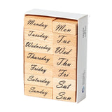 Maxbell 1 Box of Wooden Stamps Wood Rubber Stamps for Drawing Decoration Art Crafts Week
