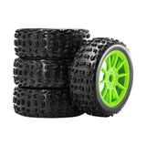 Maxbell 4 Pieces RC Car Wheels and Tires Replacement Part for 1/8 RC Off Road Trucks Green