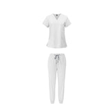 Maxbell 2xNursing Uniforms Beauty Salon Shop V Neck T Shirts Women Scrubs Sets S