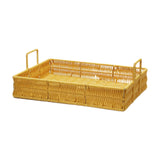 Maxbell Woven Serving Tray Portable Tea Tray Storage Tray for Snack Dinner Breakfast Large Yellow