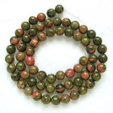 Maxbell 2 Strand 6mm Unakite Round Gemstone Loose Beads 15.5 Inch