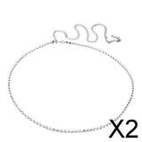 Maxbell 2xSilver One-Row Crystal Rhinestone Belt Body Belly Waist Chain Bikini Beach