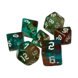 Maxbell 7 Pieces Double Colors Polyhedral Dices D6 D4 D8 D10 (00-90 and 0-9) D12 D20 Green Coffee