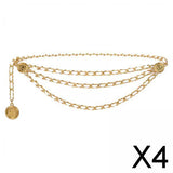 Maxbell 4xWaist Chain Belt Multilayer Trendy Fashion Charms for Dresses Gift Female White