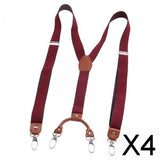 Maxbell 4xMens Suspenders Adjustable Heavy Duty Elastic Straps Y Back Braces Red