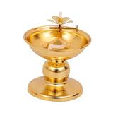 Maxbell Maxbell Ghee Lamp Holder Alloy Meditation Tea Light Holder for Desktop Bedroom Decor Style C