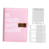 Maxbell Envelope Challenge Binder Budget Book for Budgeting Challenging Saving Money Pink