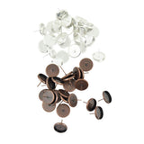 Maxbell 48Pcs Round Earring Blank Bezel Setting For 12mm Finding Copper&Silver White
