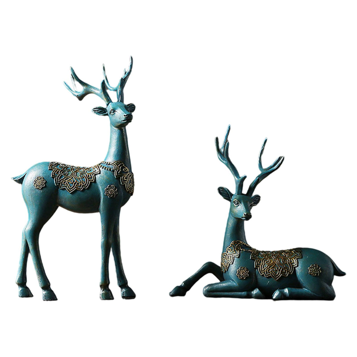 Maxbell Maxbell 2Pcs Elk Statues Home Decor Reindeer Sculptures Deer Figurines Bronze