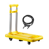 Folding Hand Truck with Four Wheels Adjustable Handle for Office Lightweight Size L Yellow