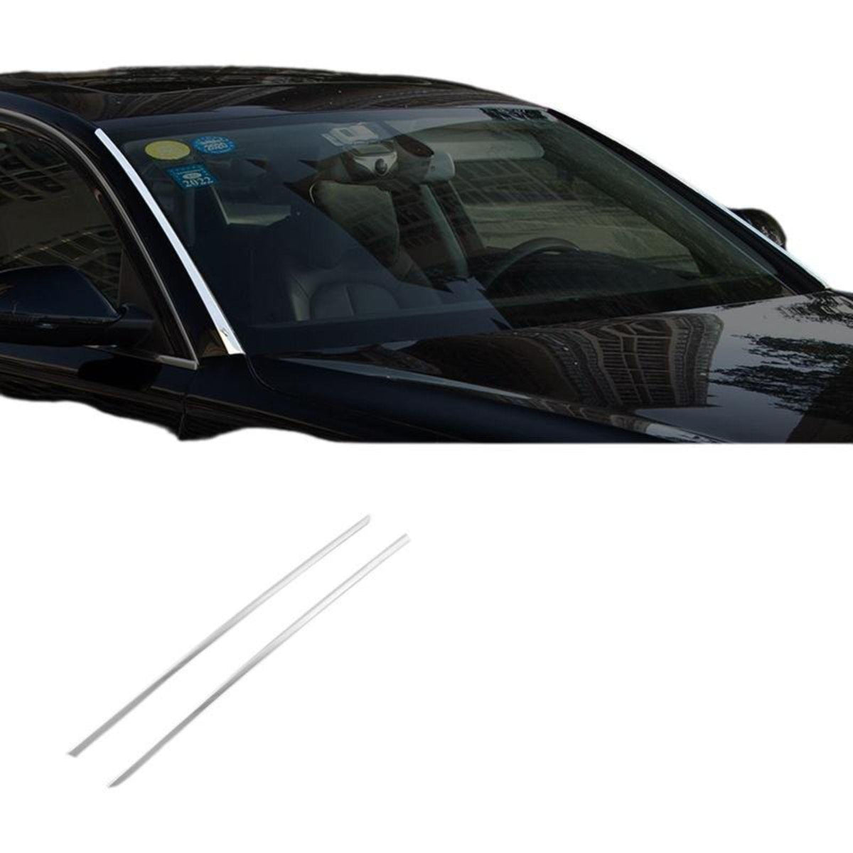 Front Decorative Strip, Fog Light Trim, Protector,, compatible with A6L 12-18 Silver Windshield 2pcs