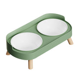 Maxbell Raised Cat Bowls with Stand Feeding Station Pet Feeder Elevated Cat Bowl Set Green