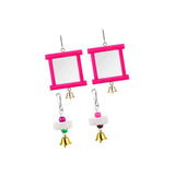 Maxbell 2x Chicken Mirror Toys Interactive Birds Parakeets with Bell Red