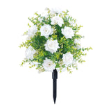 Maxbell Artificial Rose Flower with Ground Spikes Fake Plant for Yard Farmhouse Party White