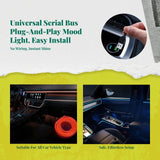 Car Interior Mood Light Strip, Universal Serial Bus, Multicolor, Easy to Install, Flexible Ice Blue 1-to-5 Set