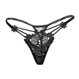 Maxbell Maxbell Women Sexy Embroidered Heart Shaped Lace Underwear G-string Briefs Black
