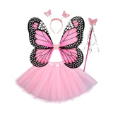 Maxbell Girls Fairy Costume Set Butterfly Wing Costume Cosplay for Halloween Holiday Solid Skirt