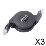 Maxbell 3xUltra Flat CAT6 RJ45 Patch Ethernet LAN Lead Network Retractable Cable 1m