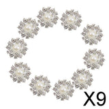 Maxbell 9x10pcs Crystal Faux Pearl Buttons Shank Decoration DIY Craft 22mm Beige