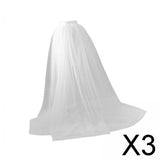 Maxbell 3xWomen Tulle Tutu Long Skirt Lace up Solid Color for Party Cosplay Evening white