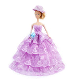 Maxbell Bridal Wedding Gown 4-layer Mesh Floral Dress for Barbie Dolls Purple