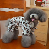 Maxbell Maxbell White with Chocolate Leopard Hooded Jumpsuit for Pet Dog - XL