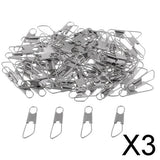 Maxbell 3x100Pcs Fishing Interlock Snap Safety Snap Fishing Swivels Snap 1.7x0.5cm