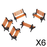 Maxbell 6xLot 5 1:75 Plastic Model Park Bench Model Landscape w/ Black Arm
