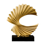 Ocean Wave Statue Ornament Artwork Abstract Sculpture for Bedroom Home Shelf Golden