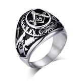 Maxbell Stainless Steel Men's Freemasonry Biker Masonic Mason Ring Silver US 12