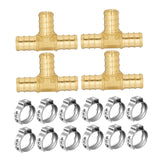 Maxbell Pex Fittings Set 1/2" Rustproof High Temperature Resistant with Cinch Clamps Tee 4pcs