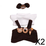 Maxbell 2xMini Doll Clothes Costumes Camisole Pants for Pendant Doll Kids Age 4-7 8-10 brown
