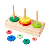 Maxbell Stacking Ring Toy Wood Kids Cognitive Skill Development Toy Wooden Logic Toy