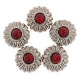 Maxbell Phenovo 5x NO-SEW Metal Red Stone Flower Tack Snap Studs Buttons Fasteners - Aladdin Shoppers