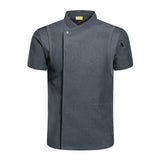 Maxbell 3xChef Coat Jacket Short Sleeve Cafe Restaurant Apparel Pub Unisex Uniform Gray L