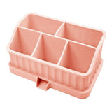 Maxbell Toothbrush Holder Multifunctional Makeup Storage Box Detachable for Bathroom Pink